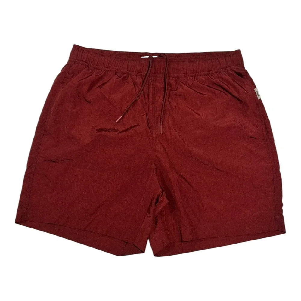 Onia Men's‎ Medium Burgundy Swim Trunks Lined Elastic Waist Drawstring